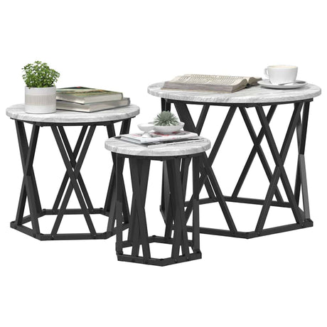 Vidaxl nestbare bijzettafel 3 st grijs sonoma 53 x 53 x 40 cm