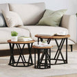 Vidaxl nestbare bijzettafel 3 st oud hout 53 x 53 x 40 cm