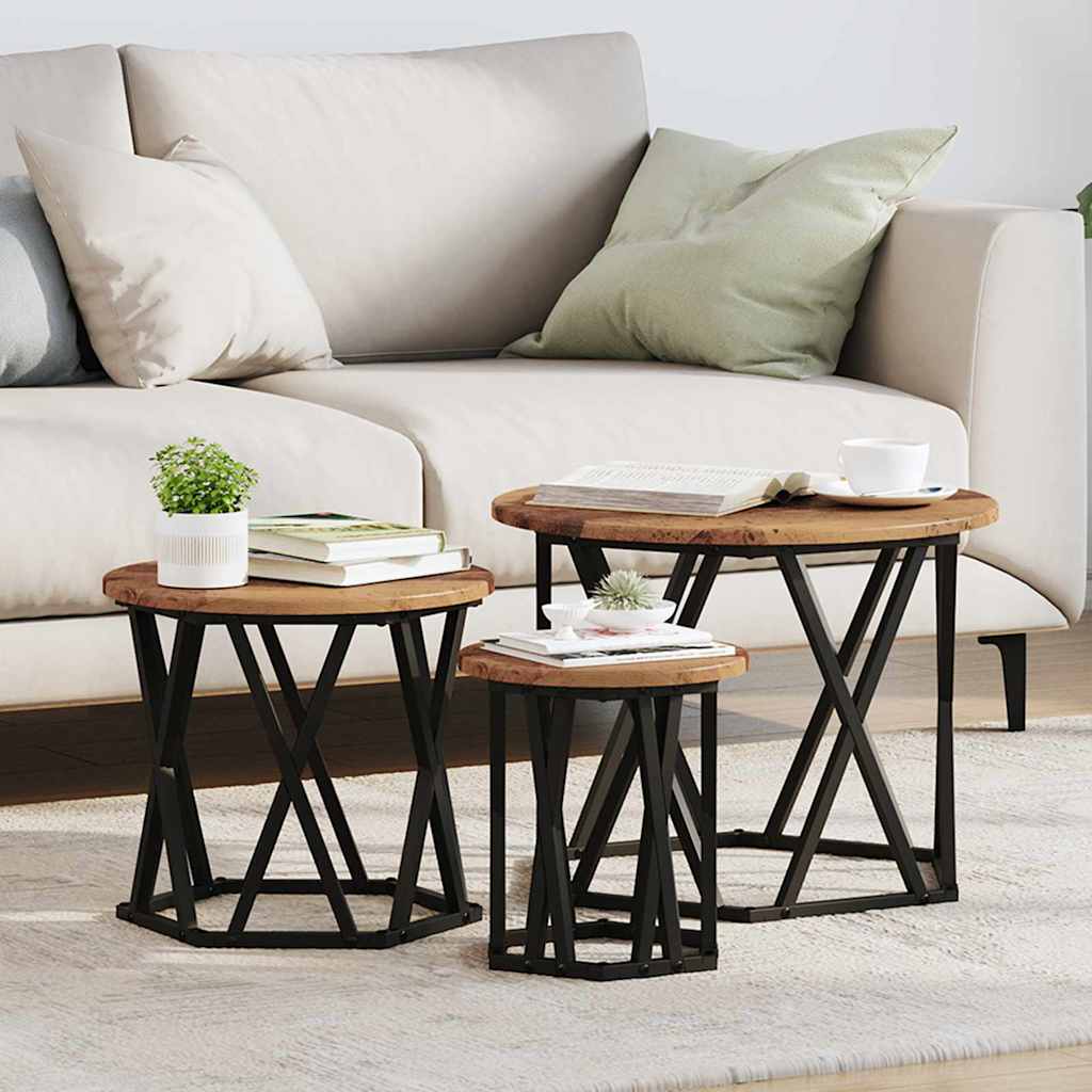 Vidaxl nestbare bijzettafel 3 st oud hout 53 x 53 x 40 cm