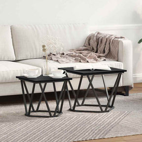 Vidaxl bijzettafelset 2 st zwart eiken 50 x 50 x 40 cm