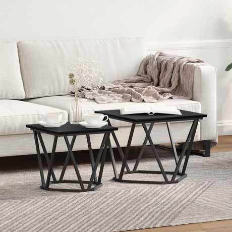 Vidaxl bijzettafelset 2 st zwart eiken 50 x 50 x 40 cm