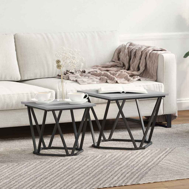 Vidaxl bijzettafelset 2 st grijs sonoma 50 x 50 x 40 cm