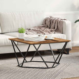 Vidaxl salontafel oud hout 80 x 80 x 45 cm engineered hout en staal