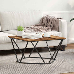 Vidaxl salontafel oud hout 80 x 80 x 45 cm engineered hout en staal
