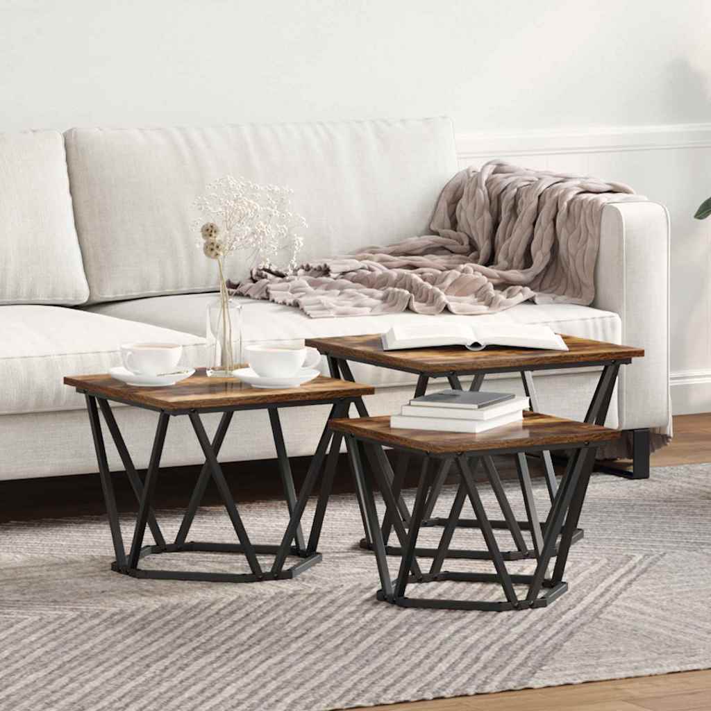 Vidaxl salontafel 3 st gerookt eiken 50 x 50 x 40 cm