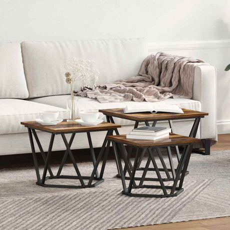 Vidaxl salontafel 3 st gerookt eiken 50 x 50 x 40 cm