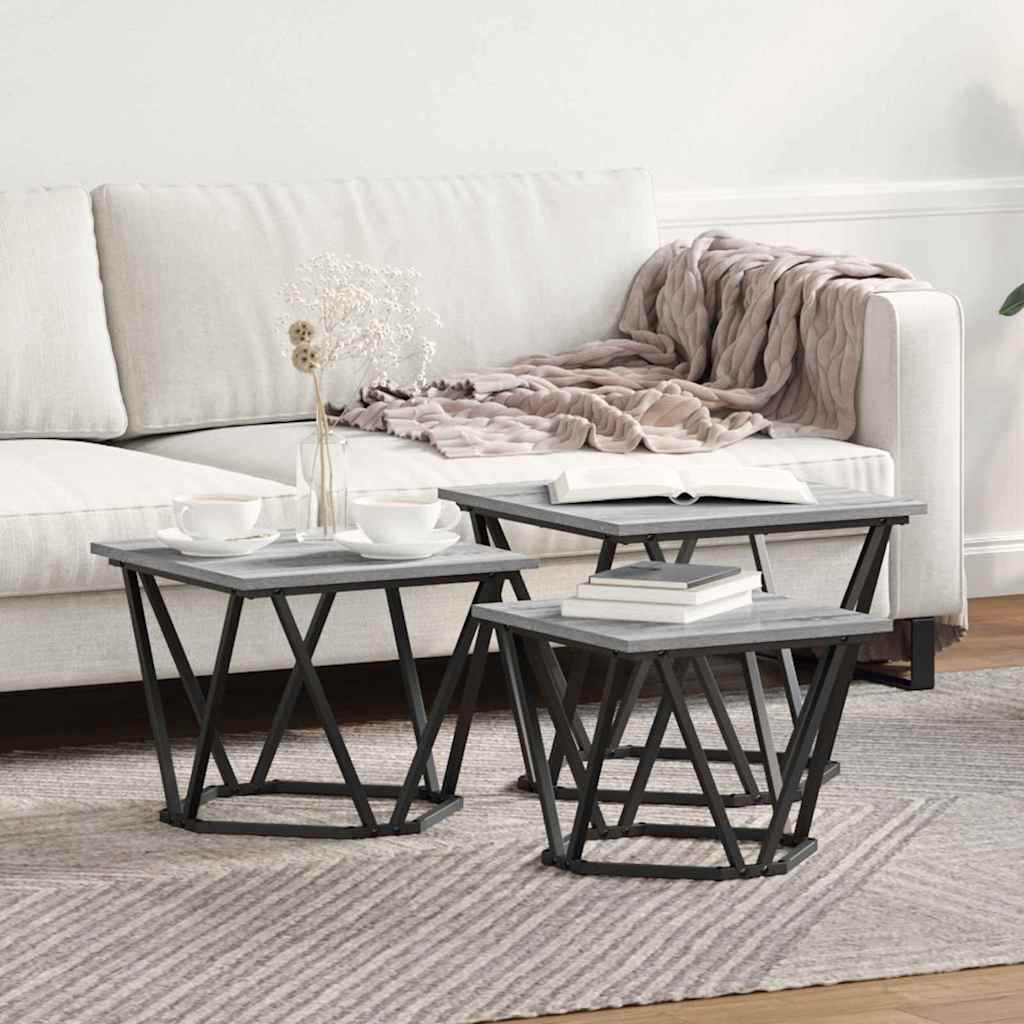Vidaxl salontafel 3 st grijs sonoma 50 x 50 x 40 cm