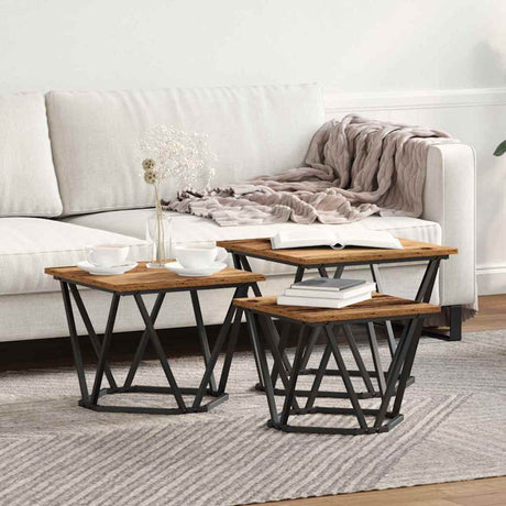 Vidaxl salontafel 3 st oud hout 50 x 50 x 40 cm