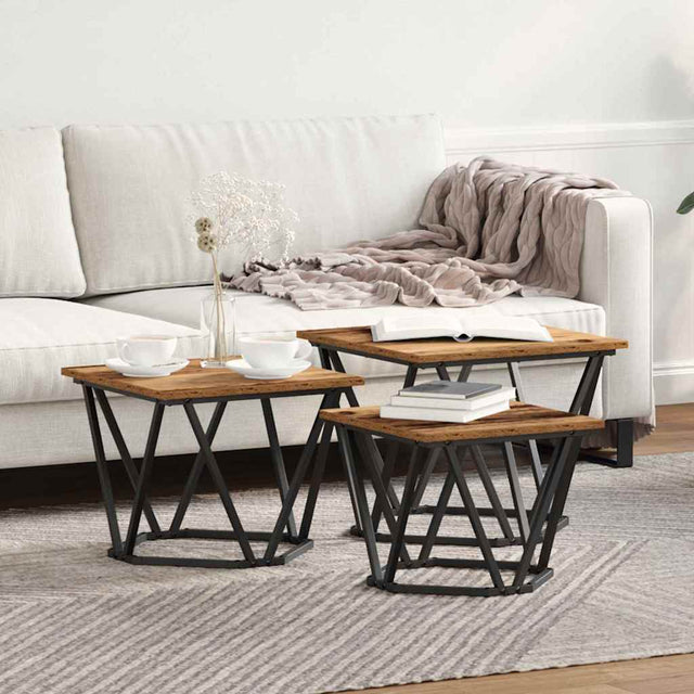 Vidaxl salontafel 3 st oud hout 50 x 50 x 40 cm