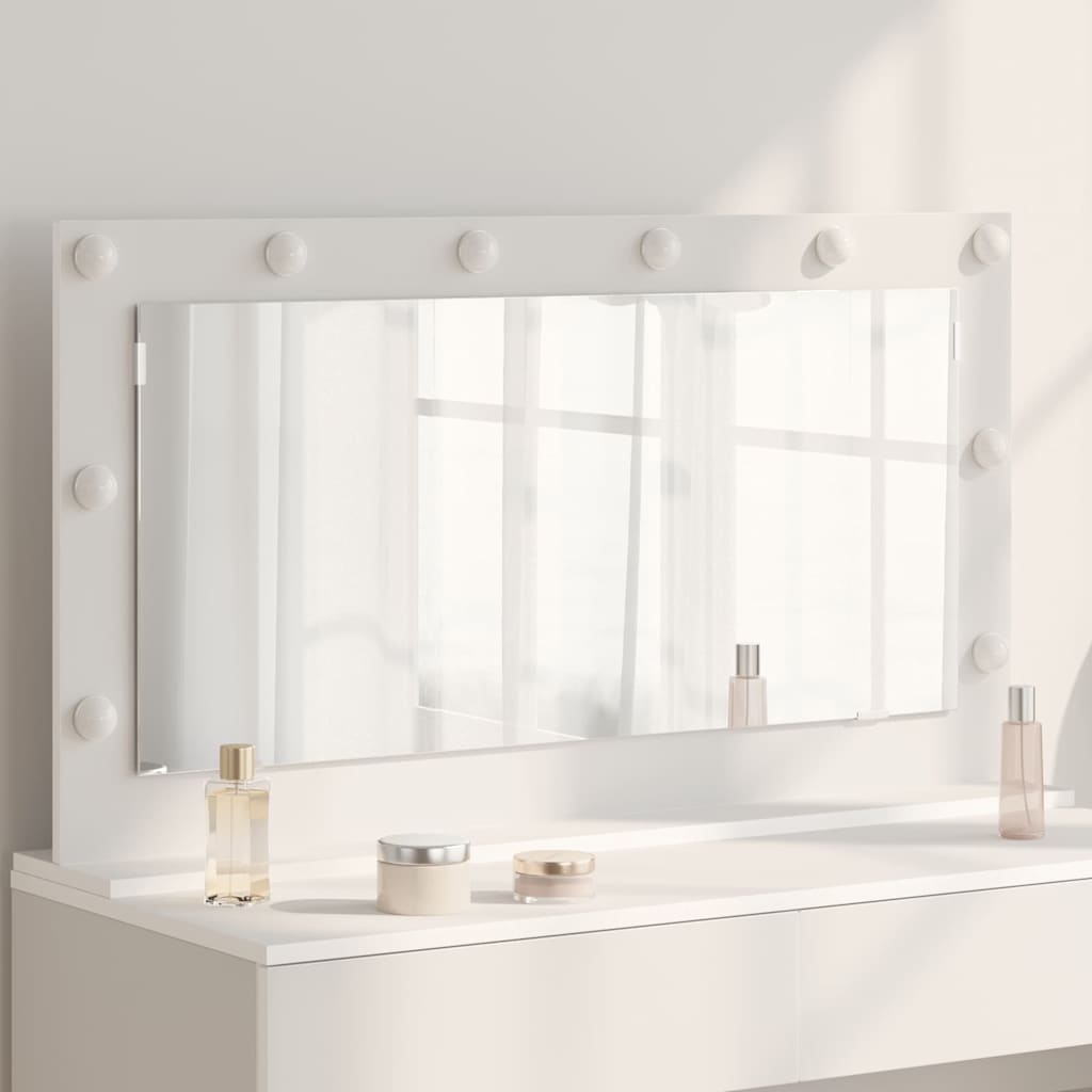 Vidaxl schmink spiegel wit 100 x 55 x 18 cm glas en hout met kunststof