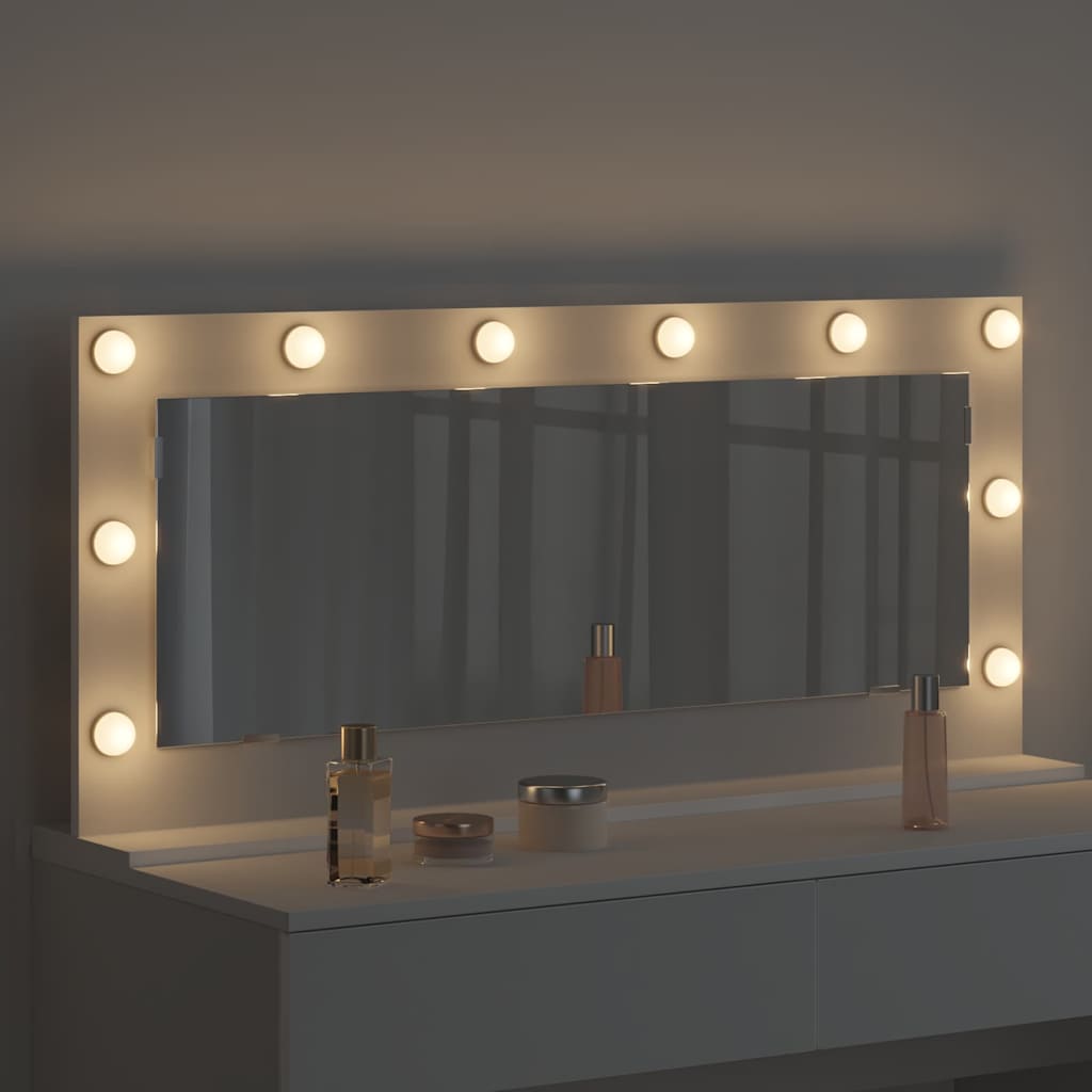 Vidaxl schmink spiegel wit 100 x 45 x 18 cm glas en hout met kunststof