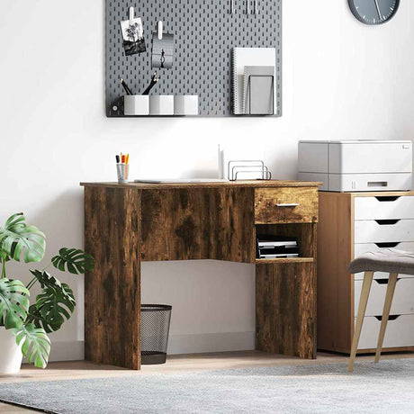 Vidaxl bureau gerookt eiken 90 x 49 x 75 cm bewerkt hout