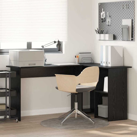 Vidaxl bureau zwart eiken 142 x 102 x 73 cm bewerkt hout