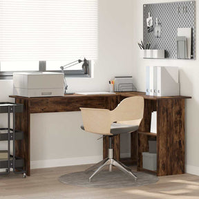 Vidaxl bureau gerookt eiken 142 x 102 x 73 cm bewerkt hout