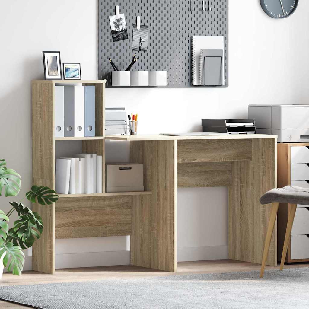 Vidaxl bureau sonoma eiken bewerkt hout 131,5 x 50 x 106,5 cm
