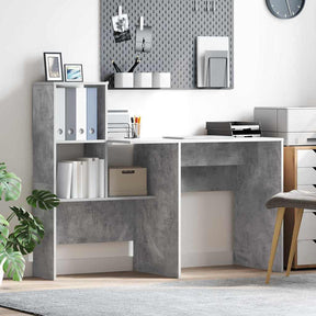 Vidaxl bureau beton grijs bewerkt hout 131,5 x 50 x 106,5 cm