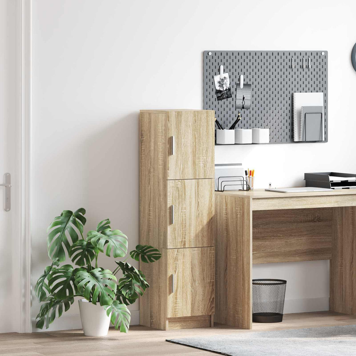 Vidaxl hoge kast sonoma eiken 31.5 x 32 x 122.5 cm