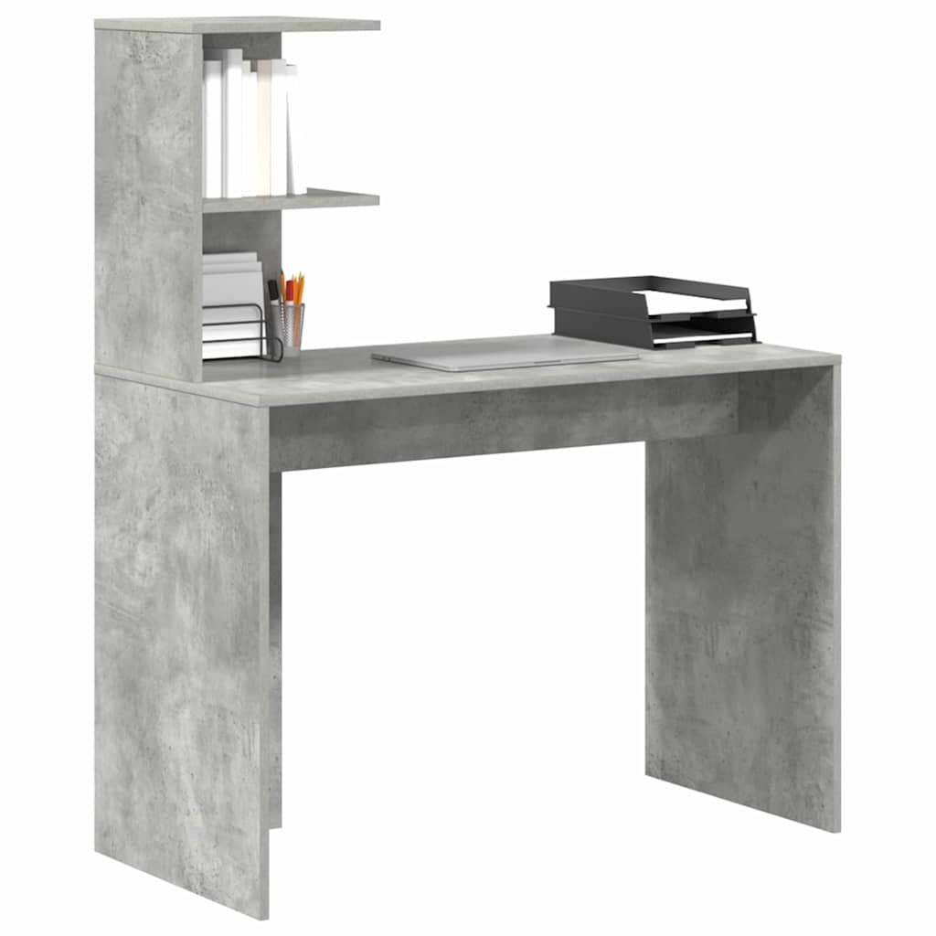 Vidaxl bureau beton grijs 102 x 50 x 124 cm bewerkt hout