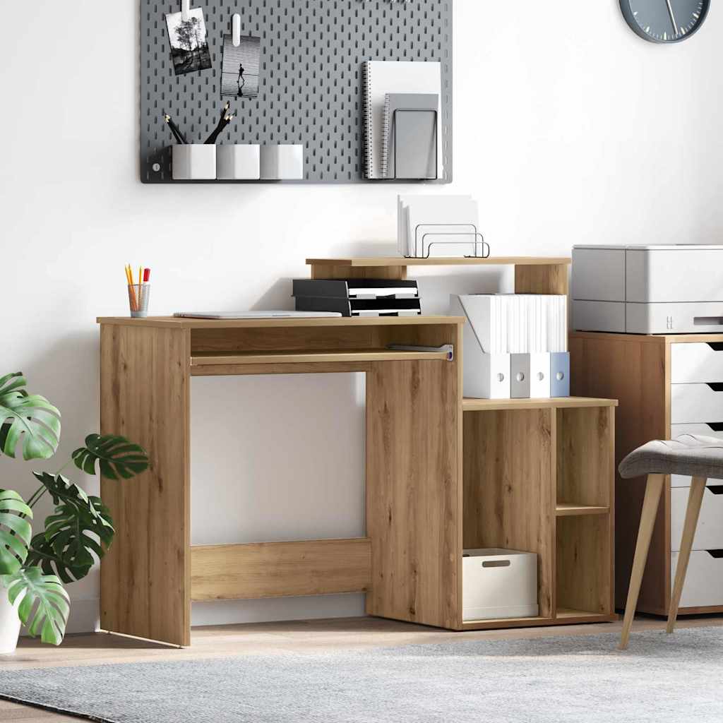 Vidaxl bureau artisan eiken 120,5 x 44 x 88,5 cm bewerkt hout