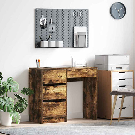 Vidaxl bureau gerookt eiken bewerkt hout 90 x 37,5 x 75 cm