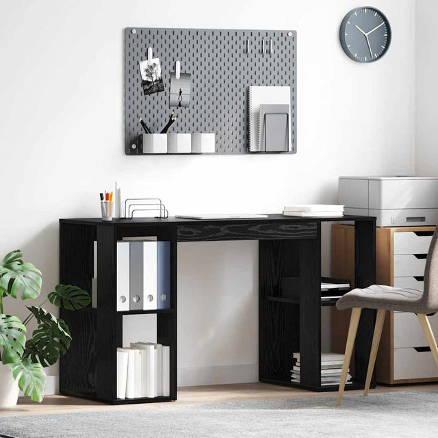 Vidaxl bureau zwart eiken bewerkt hout 130 x 50.5 x 75 cm