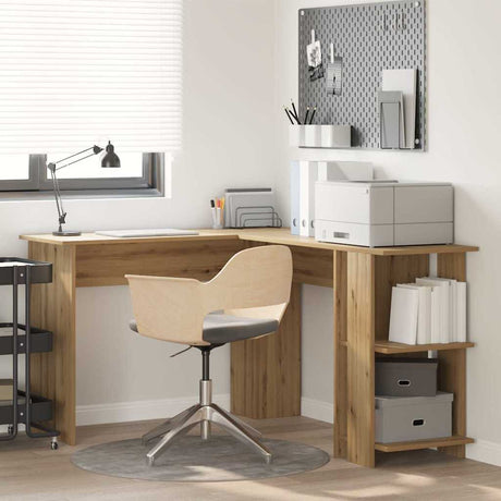 Vidaxl hoekbureau artisan eiken bewerkt hout 140 x 113,5 x 75 cm