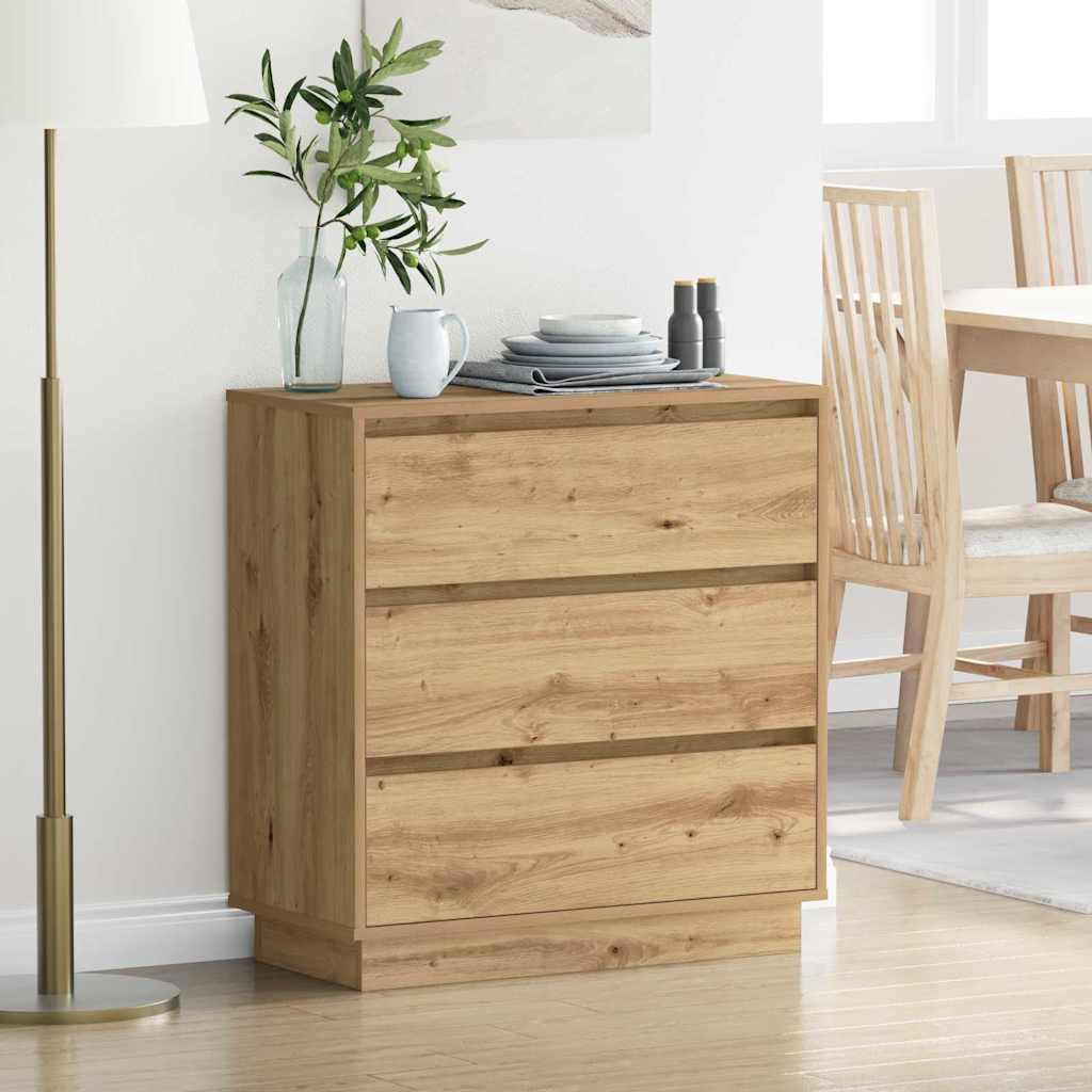 Vidaxl nachtkastje artisan eiken 71 x 34,5 x 75 cm bewerkt hout