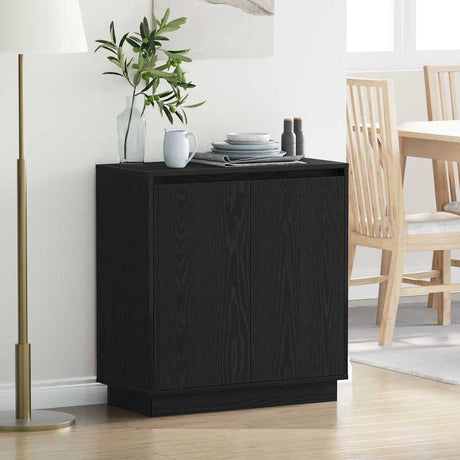 Vidaxl led sideboard zwart eiken 71 x 34,5 x 75 cm bewerkt hout