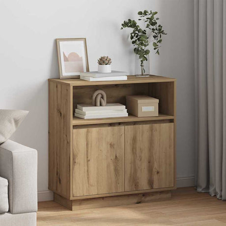 Vidaxl led sideboard artisan eiken 71 x 34,5 x 75 cm bewerkt hout