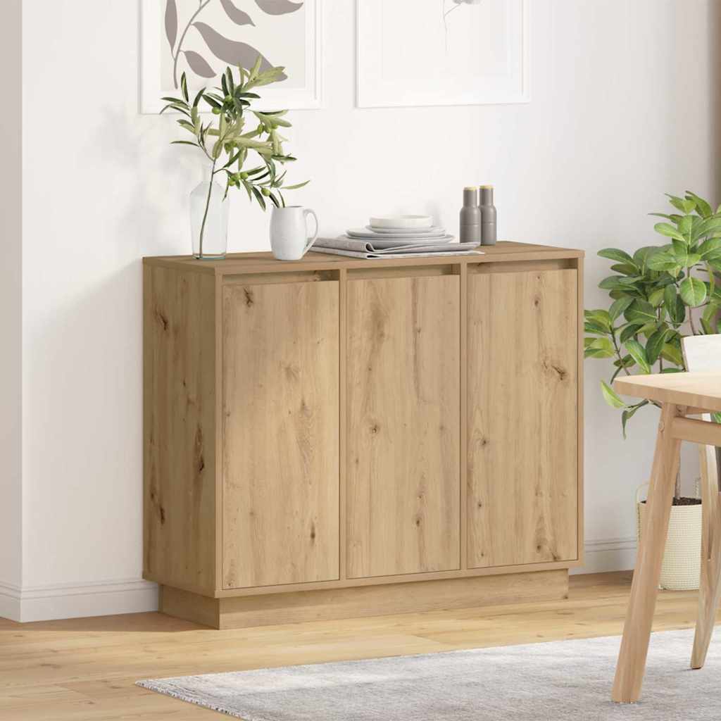 Vidaxl led sideboard artisan eiken 90 x 32 x 75 cm bewerkt hout