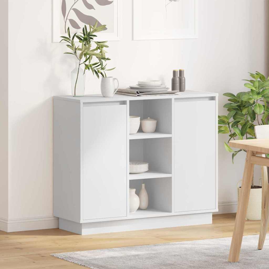 Vidaxl led sideboard wit 90 x 32 x 75 cm bewerkt hout