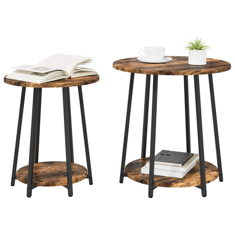 Vidaxl bijzettafelset 2 st gerookt eiken en zwart 50 x 50 x 51 cm