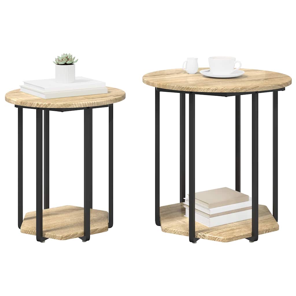 Vidaxl bijzettafelset 2 st bruin 50 x 50 x 50,5 cm