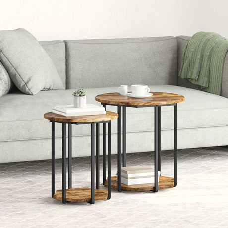 Vidaxl bijzettafelset 2 st bruin 50 x 50 x 50,5 cm