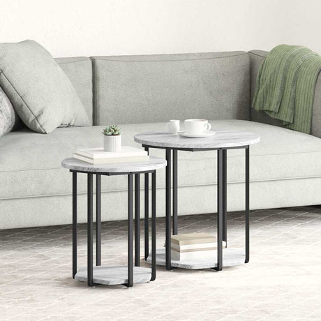 Vidaxl bijzettafelset 2 st grijs 50 x 50 x 50,5 cm