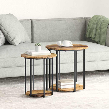 Vidaxl bijzettafelset 2 st bruin 50 x 50 x 50,5 cm