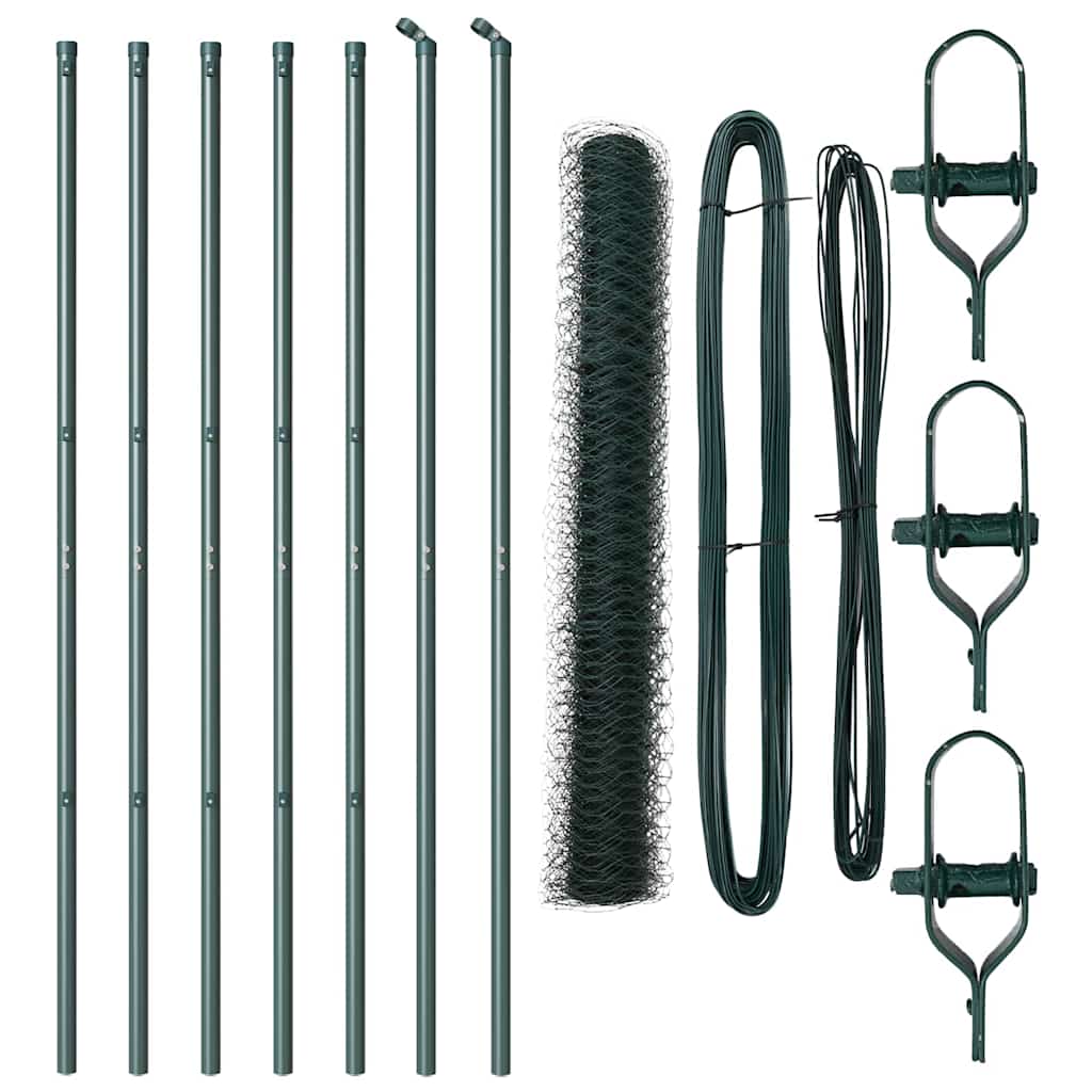 Vidaxl afrasteringspaal groen 10 x 1,4 m (50 mm gaas) staal en pvc