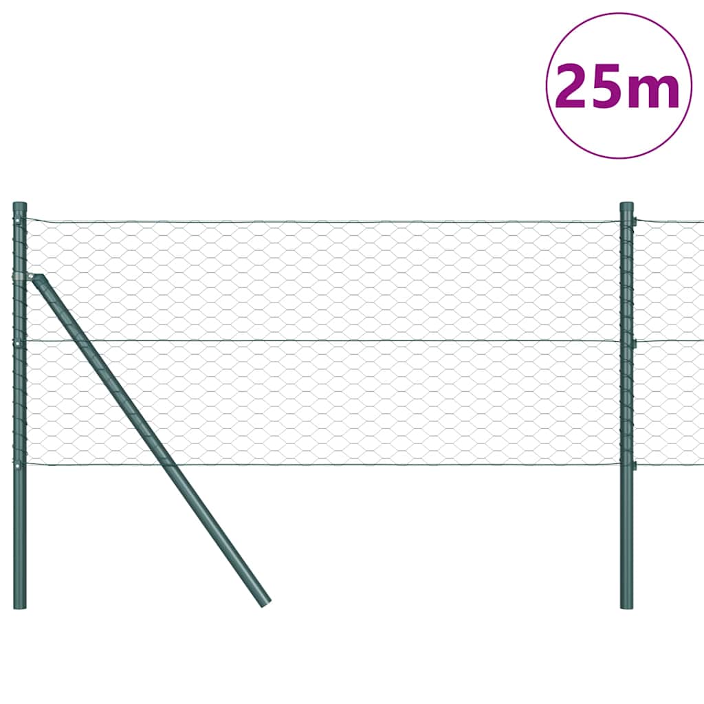 Vidaxl afrasteringspaal groen 25 x 0,6 m (36 mm gaas) staal en pvc