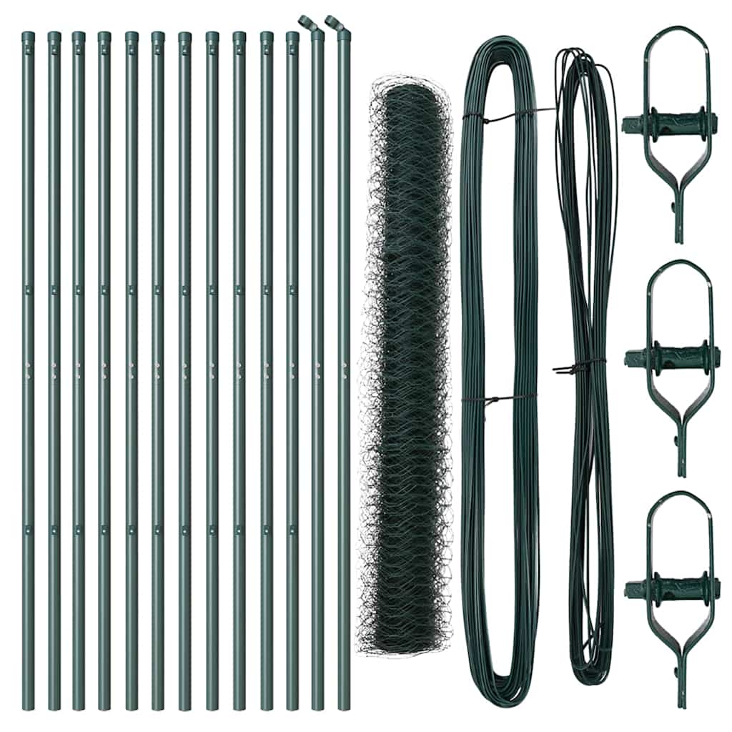 Vidaxl afrasteringspaal groen 25 x 1,4 m (50 mm gaas) staal en pvc
