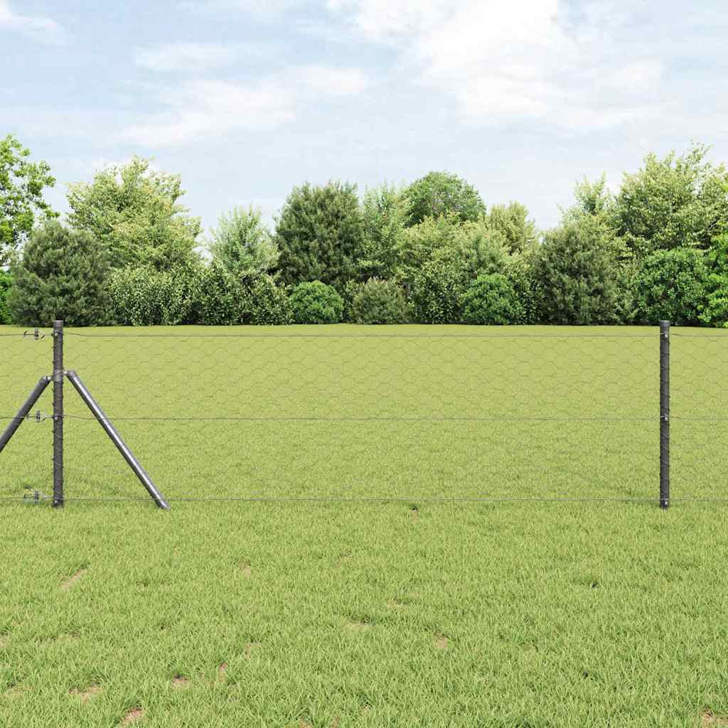 Vidaxl afrasteringspaal grijs 10 x 0,6 m (50 mm gaas) staal en pvc