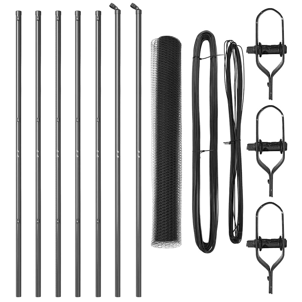 Vidaxl afrasteringspaal grijs 10 x 1 m (25 mm gaas) staal en pvc