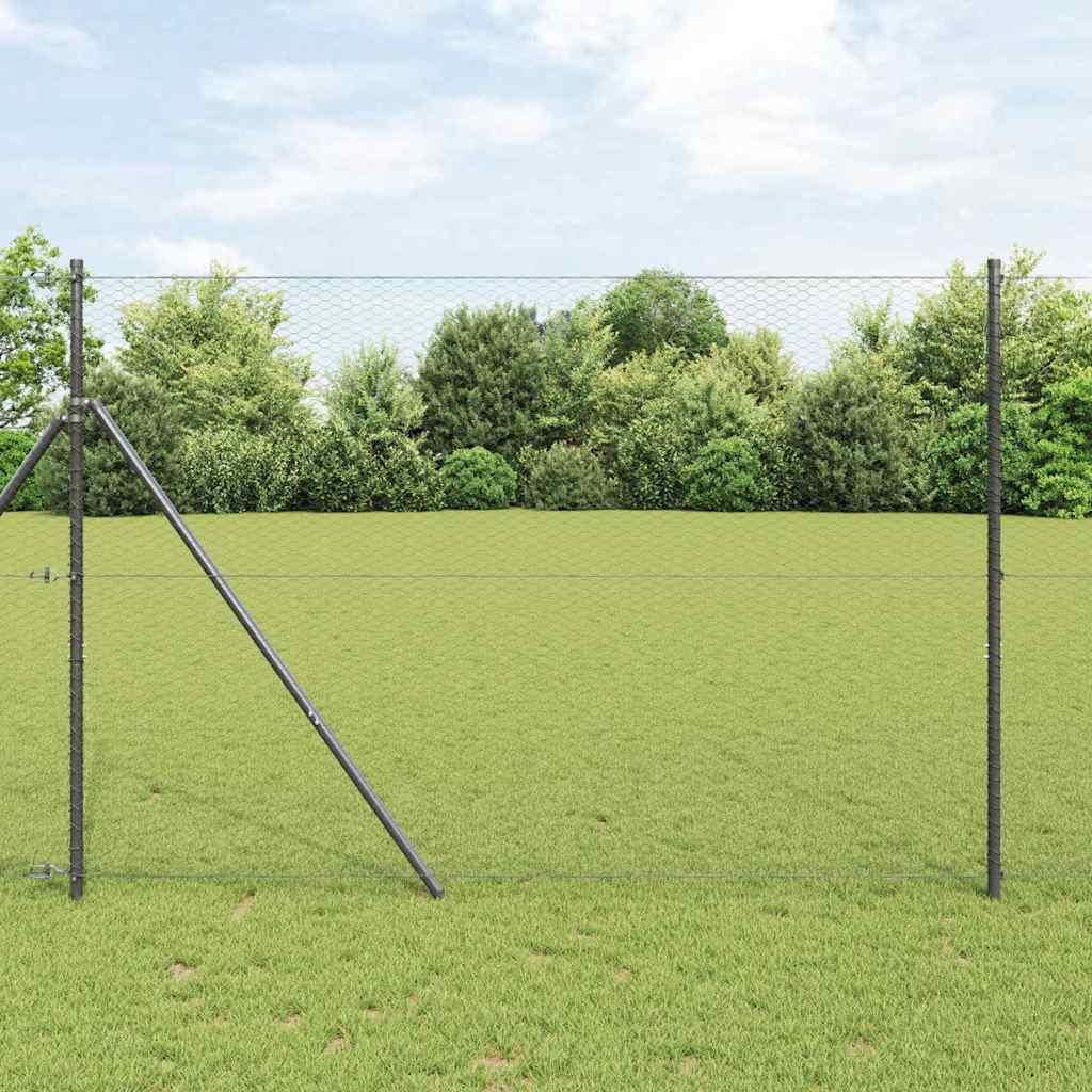 Vidaxl afrasteringspaal grijs 10 x 1,6 m (25 mm gaas) staal en pvc
