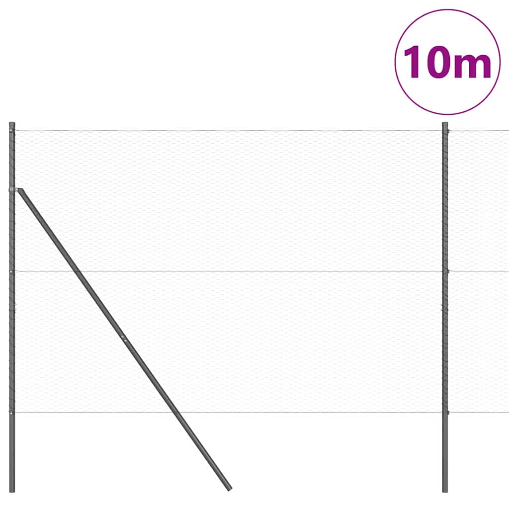 Vidaxl afrasteringspaal grijs 10 x 1,6 m (25 mm gaas) staal en pvc