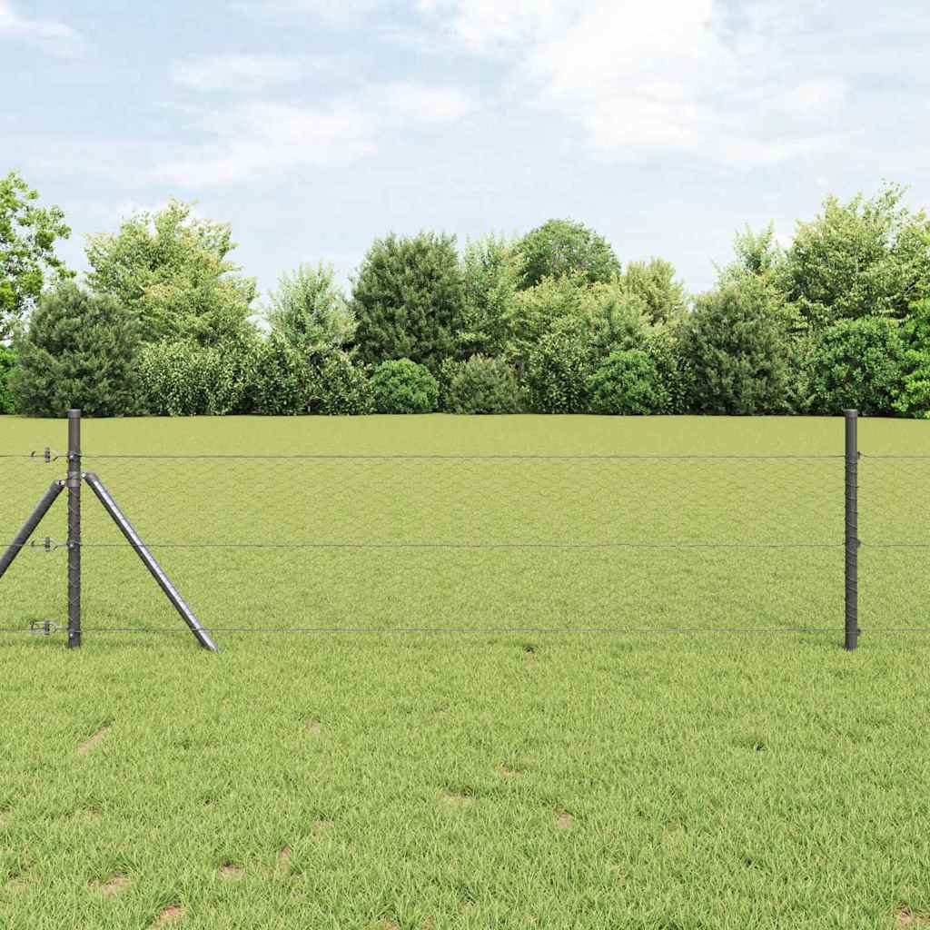 Vidaxl afrasteringspaal grijs 25 x 0,5 m (25 mm gaas) staal