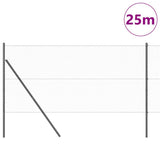 Vidaxl afrasteringspaal grijs 25 x 1,4 m (25 mm gaas) staal en pvc