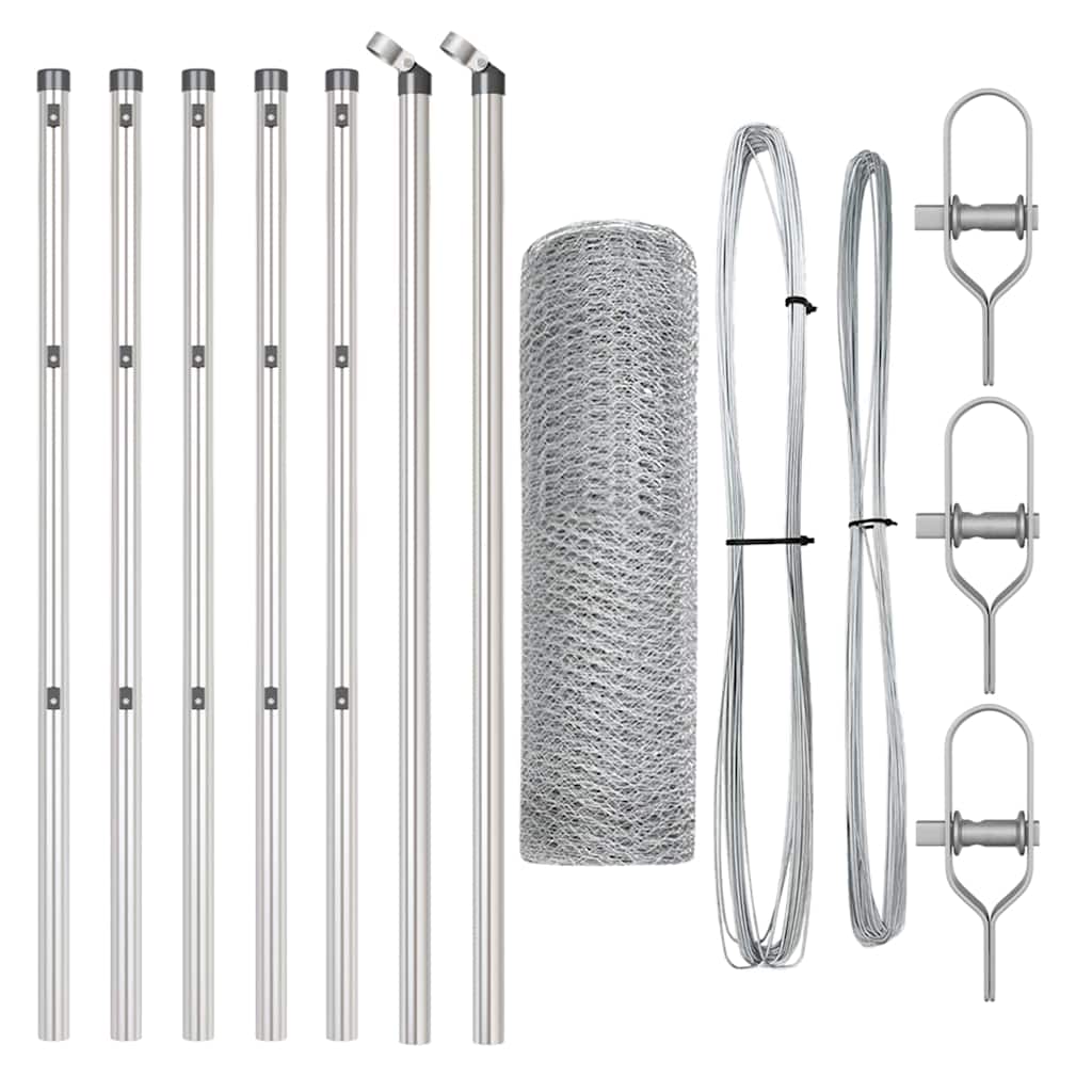 Vidaxl afrasteringspaal zilver 10 x 0,4 m (25 mm gaas) staal