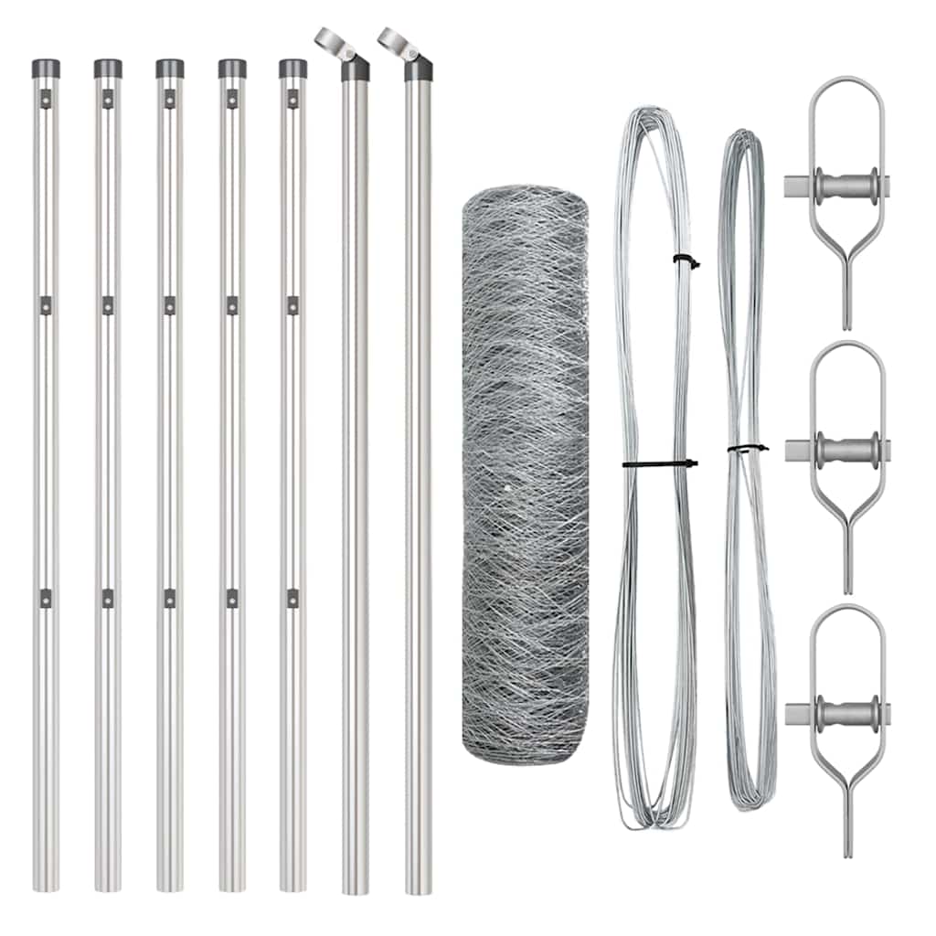 Vidaxl afrasteringspaal zilver 10 x 0,5 m (36 mm gaas) staal