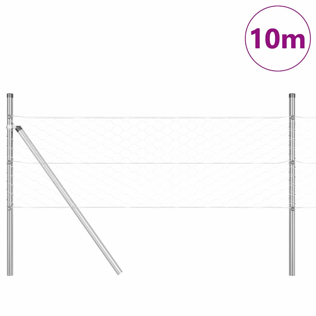 Vidaxl afrasteringspaal zilver 10 x 0,5 m (50 mm gaas) staal