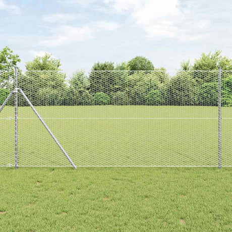Vidaxl zeshoekig gaashek met grondbevestiging 10 x 1 m zilver mesh