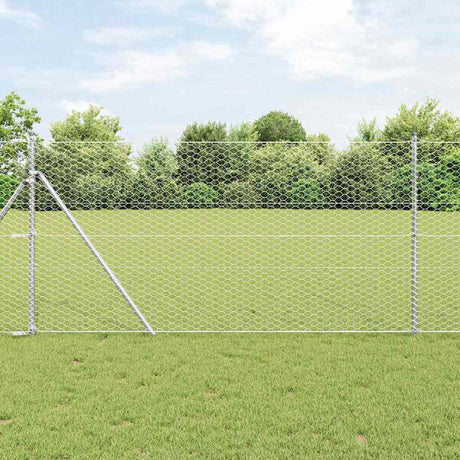 Vidaxl zeshoekig gaashek met grondbevestiging 10 x 1,2 m zilver mesh